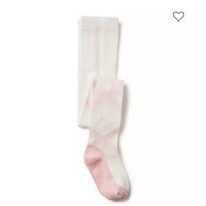 Janie and Jack Pink and White Ballet Shoe Kids Tights, 6-12M